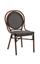 Outdoor Aluminum Patio Chair with Charcoal Poly Weave and Walnut Finish