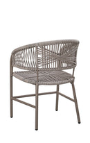 Indoor/Outdoor Metal Armchair with Taupe Terylene Fabric Seat and Back