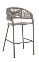 Indoor/Outdoor Metal Armed Barstool with Taupe Terylene Fabric Seat and Back