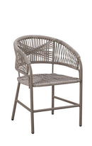 Indoor/Outdoor Metal Armchair with Taupe Terylene Fabric Seat and Back