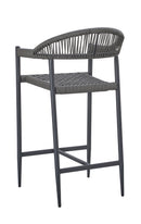 Patio Armed Barstool with Dark Gray Metal Frame and Terylene Woven Seat & Back