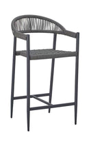 Patio Armed Barstool with Dark Gray Metal Frame and Terylene Woven Seat & Back
