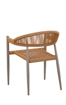 Indoor/Outdoor Metal Armchair with Natural Tan Terylene Weave Seat and Back