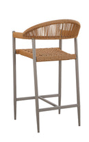 Indoor/Outdoor Metal Armed Barstool with Natural Tan Terylene Weave Seat and Back