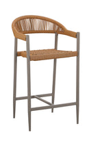 Indoor/Outdoor Metal Armed Barstool with Natural Tan Terylene Weave Seat and Back