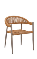 Indoor/Outdoor Metal Armchair with Natural Tan Terylene Weave Seat and Back