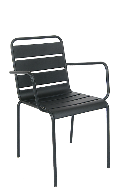Outdoor Steel Chair In Black Finish