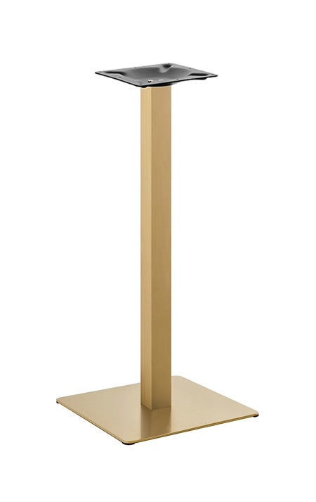 20" x 20" Gold Finish Stainless Steel Bar Height Table Base for Indoor Use