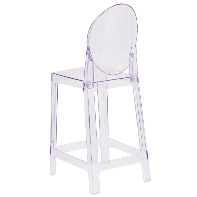 Revna Ghost Counter Stool with Oval Back in Revna Transparent Crystal