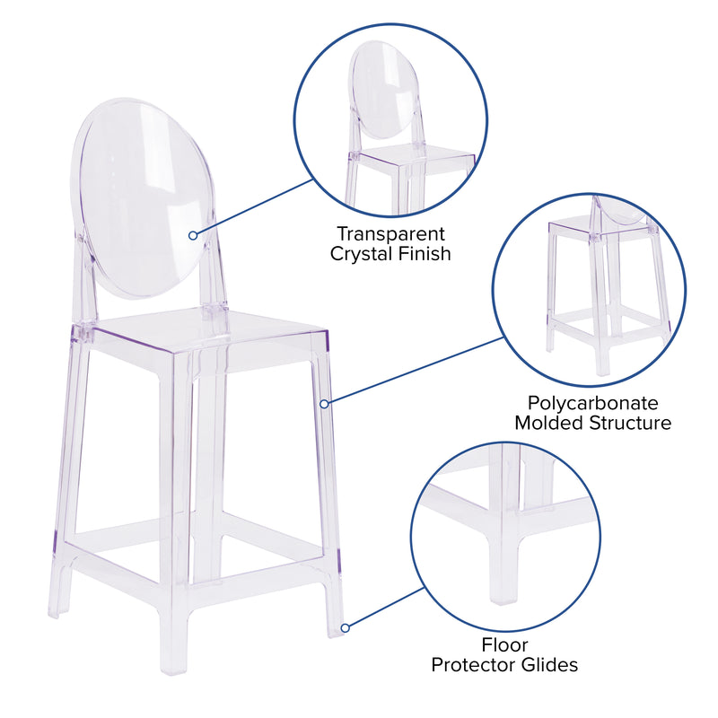 Revna Ghost Counter Stool with Oval Back in Revna Transparent Crystal