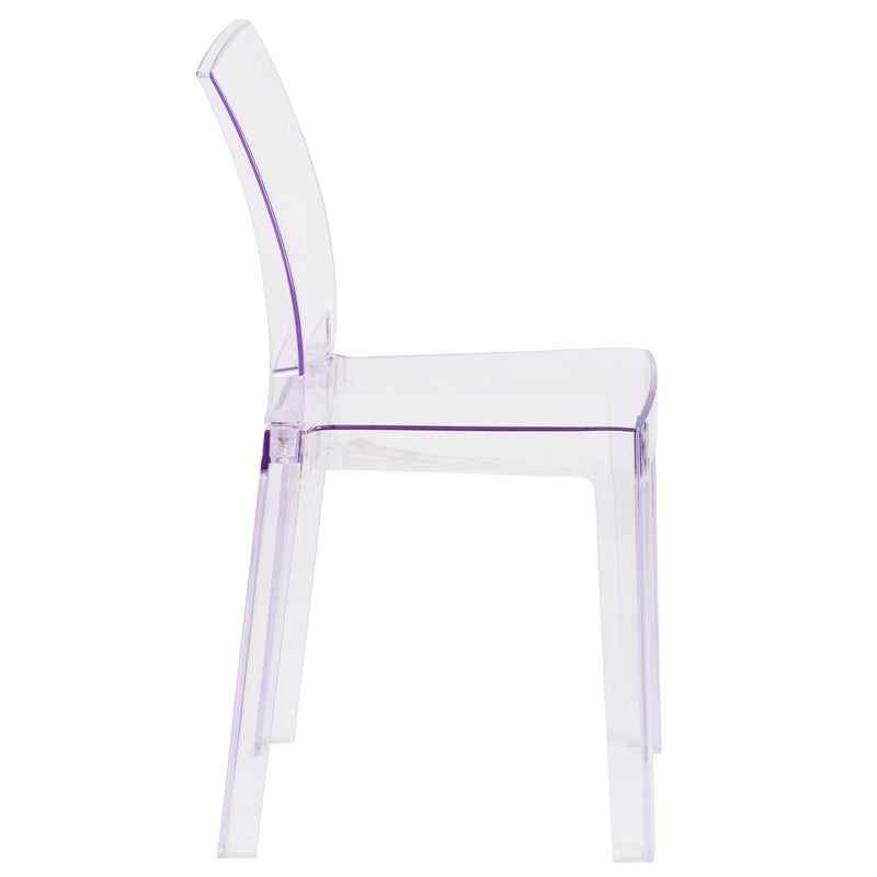 Emilie Ghost Chair with Square Back in Transparent Crystal