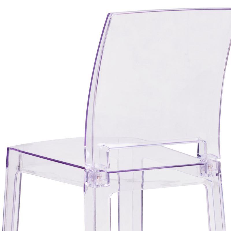 Emilie Ghost Barstool with Square Back in Transparent Crystal