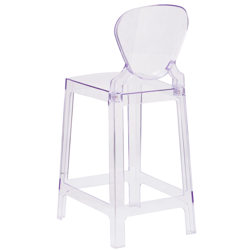 Theo Ghost Counter Stool with Tear Back in Transparent Crystal