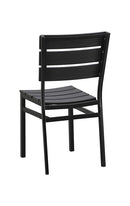 Outdoor Metal Chair with Black Imitation Teak Slat Back & Seat