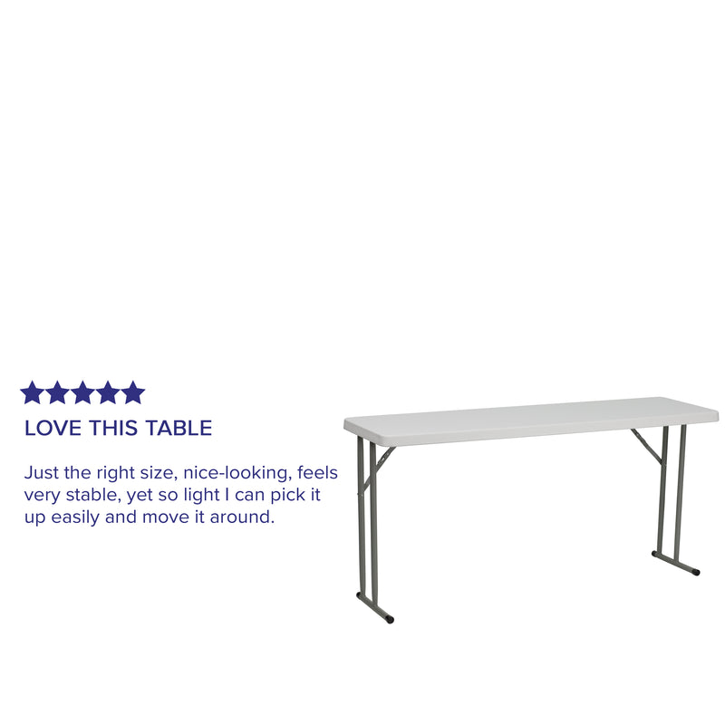 Kathryn 5-Foot Plastic Folding Training Table Set with 2 Gray Metal Folding Chairs