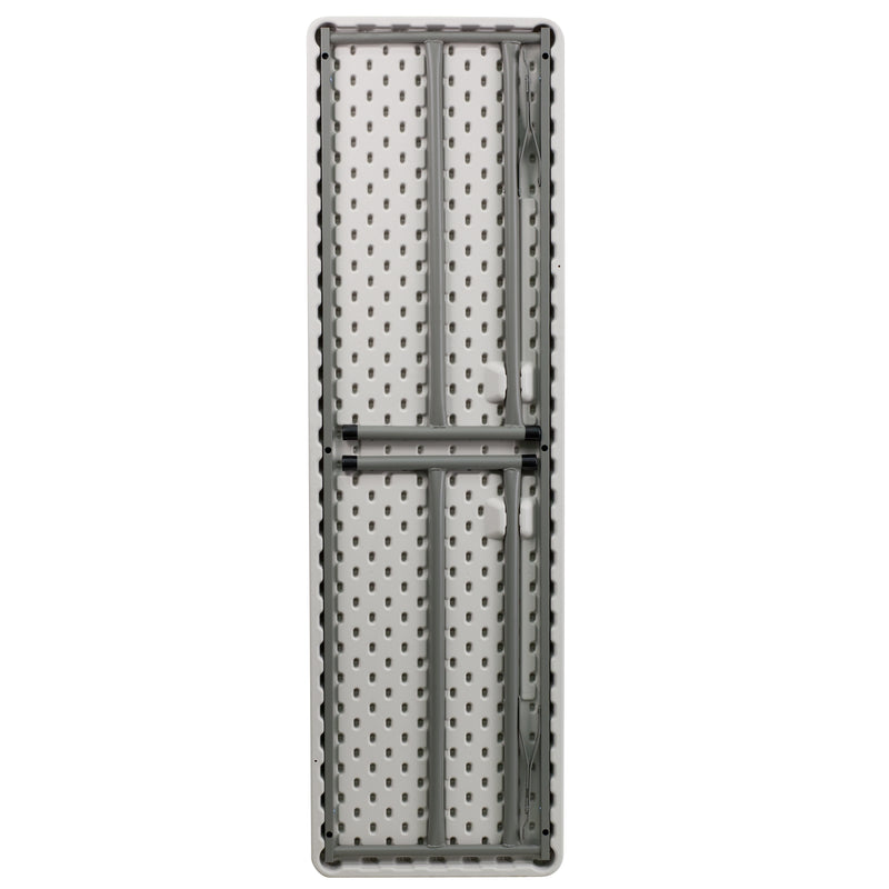 Kathryn 5-Foot Plastic Folding Training Table Set with 2 Gray Metal Folding Chairs