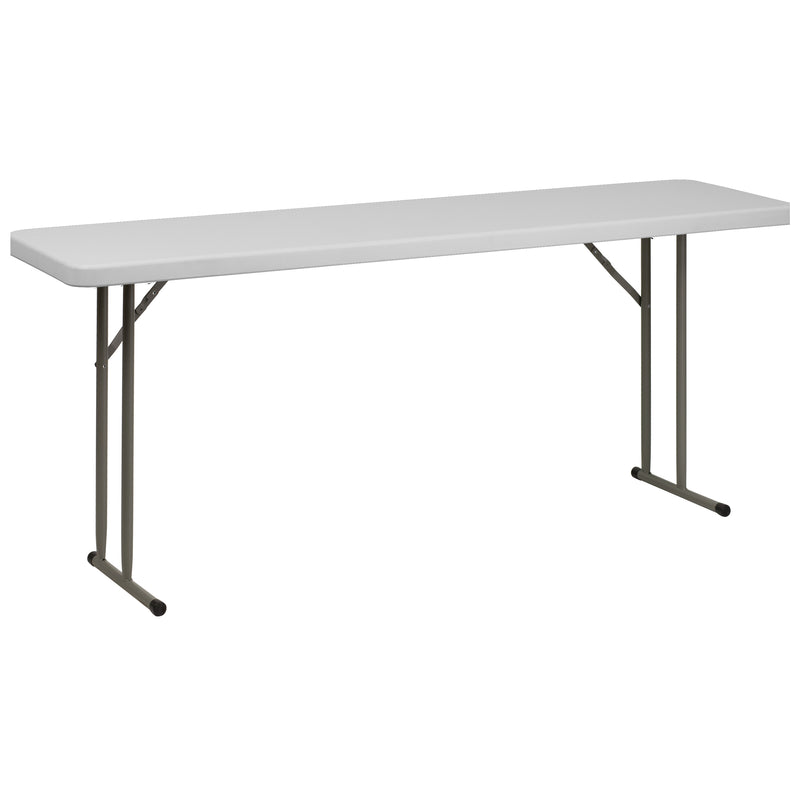 Kathryn 6-Foot Plastic Folding Training Table Set with 2 Trapezoidal Back Stack Chairs