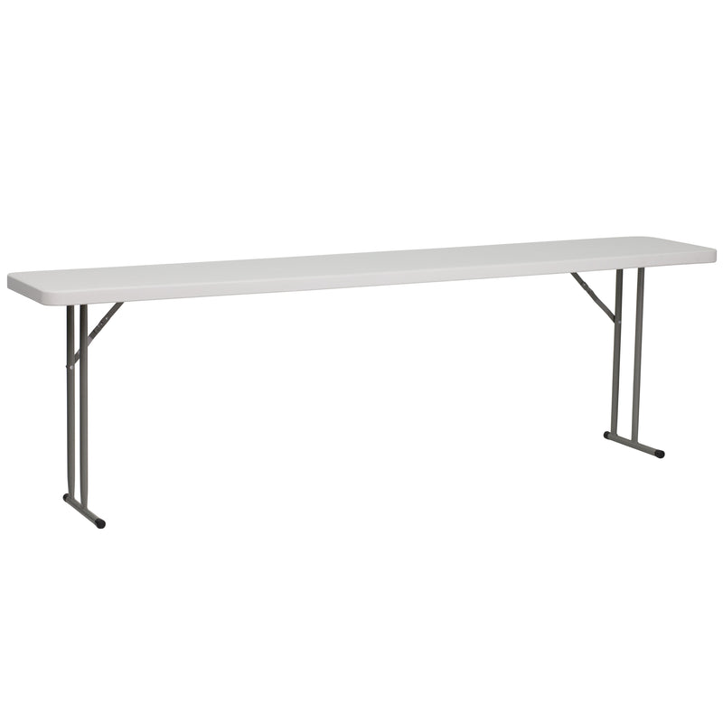Kathryn 8-Foot Plastic Folding Training Table Set with 3 Black Plastic Stack Chairs