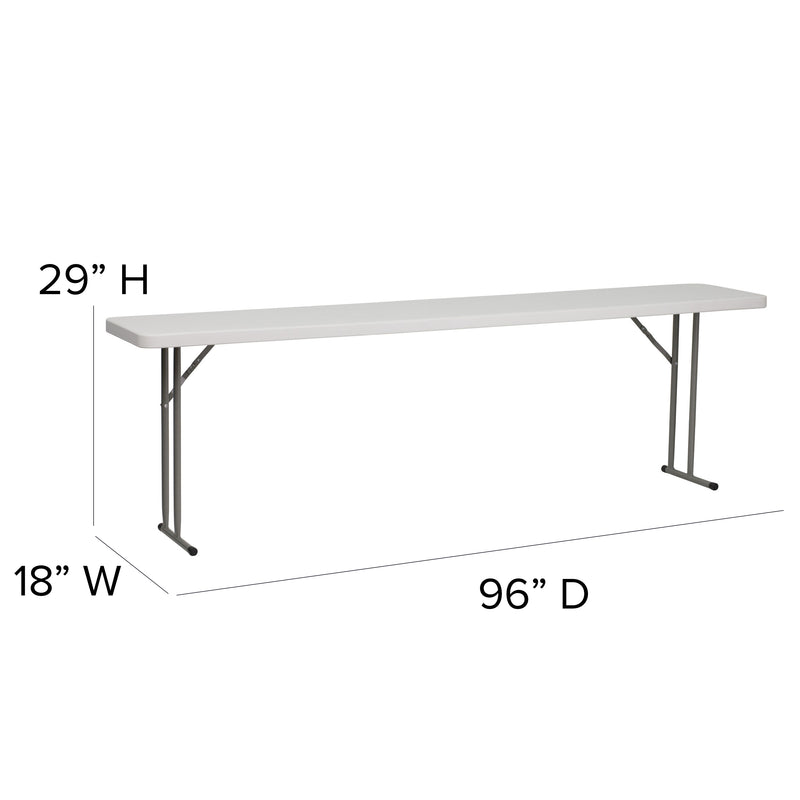 Kathryn 8-Foot Plastic Folding Training Table Set with 3 Black Plastic Stack Chairs