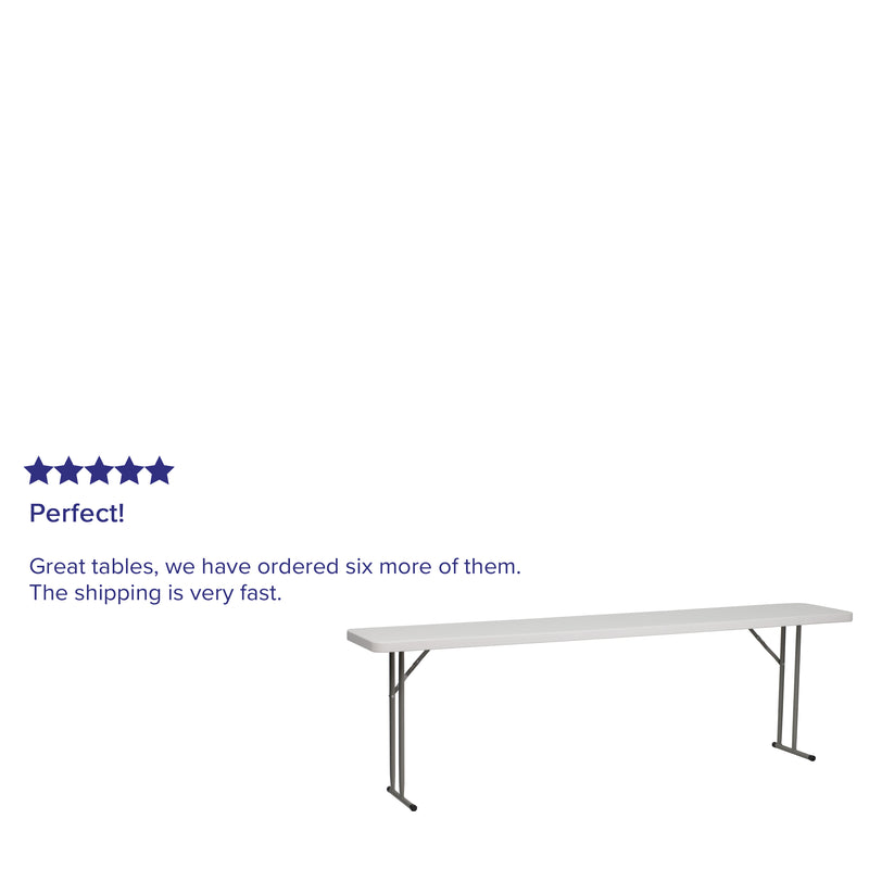 Kathryn 8-Foot Plastic Folding Training Table Set with 3 Black Plastic Stack Chairs