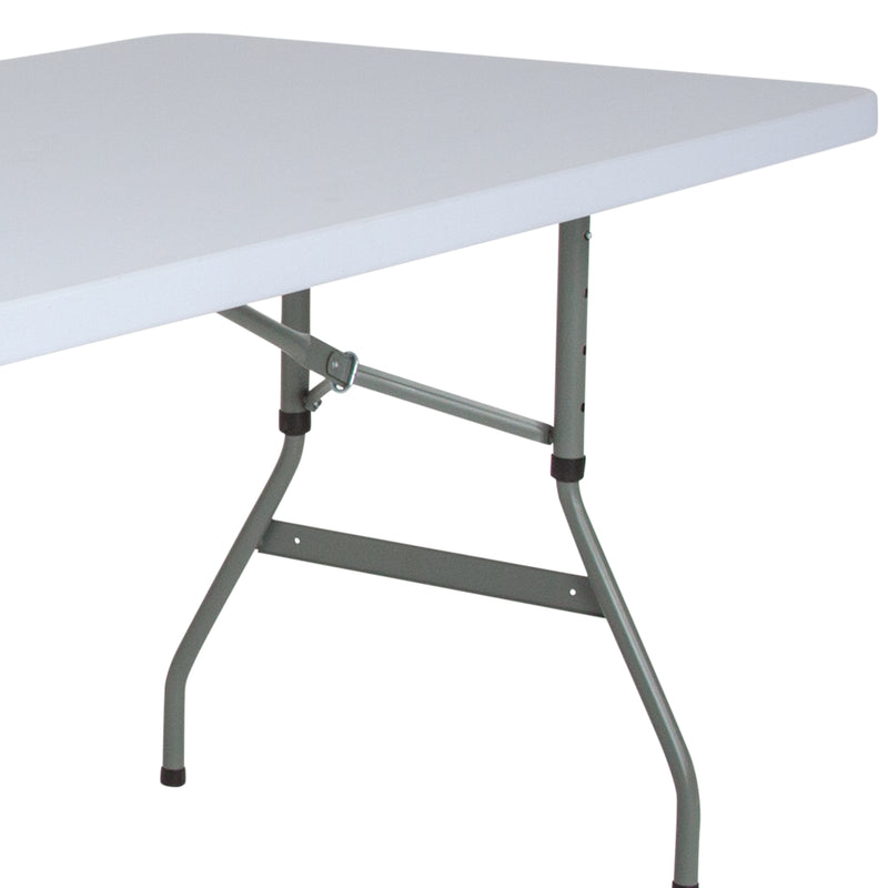 Kathryn 5-Foot Height Adjustable Bi-Fold Granite White Plastic Banquet and Event Folding Table with Carrying Handle