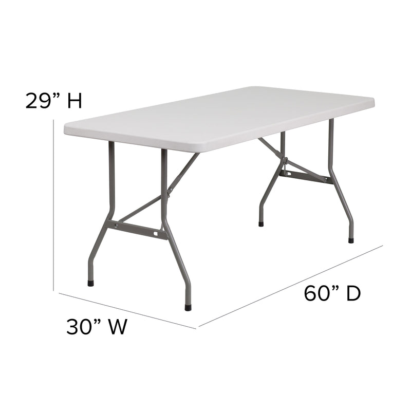 Kathryn 4.97-Foot Bi-Fold Granite White Plastic Folding Table
