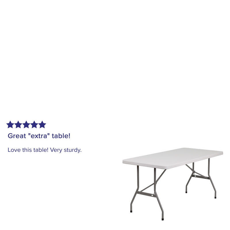 Kathryn 4.97-Foot Bi-Fold Granite White Plastic Folding Table