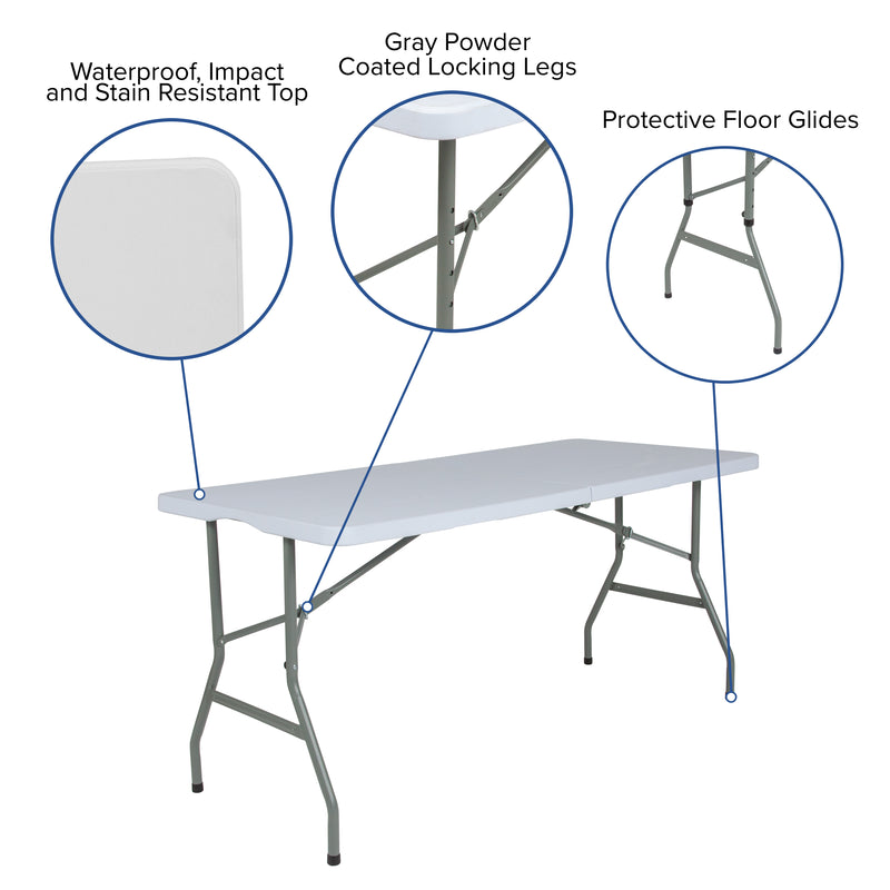 Paige 4.93-Foot Kid's Granite White Plastic Folding Table