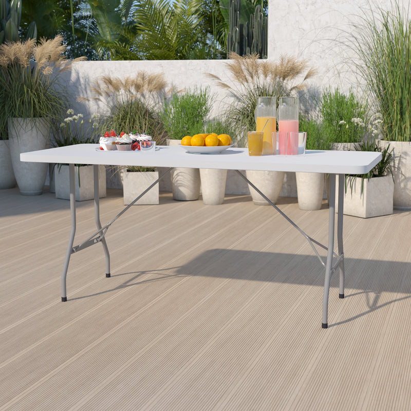 Kathryn 6-Foot Height Adjustable Granite White Plastic Folding Table