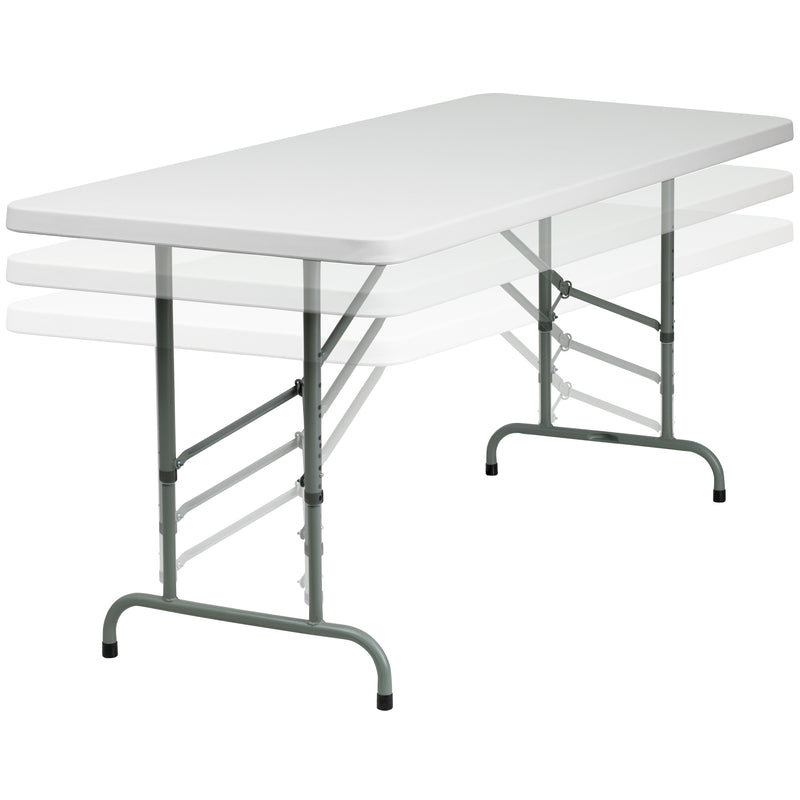 Kathryn 6-Foot Bi-Fold Granite White Plastic Folding Table