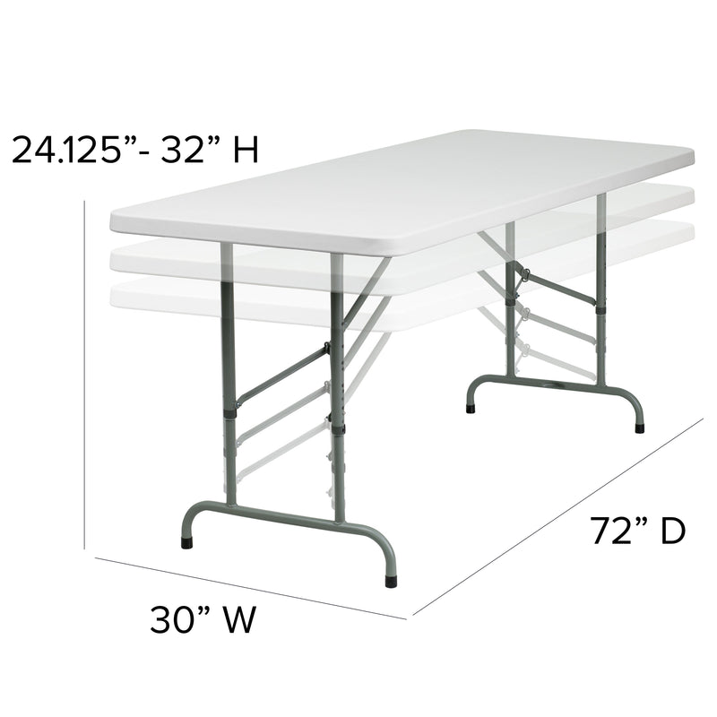 Kathryn 6-Foot Bi-Fold Granite White Plastic Folding Table