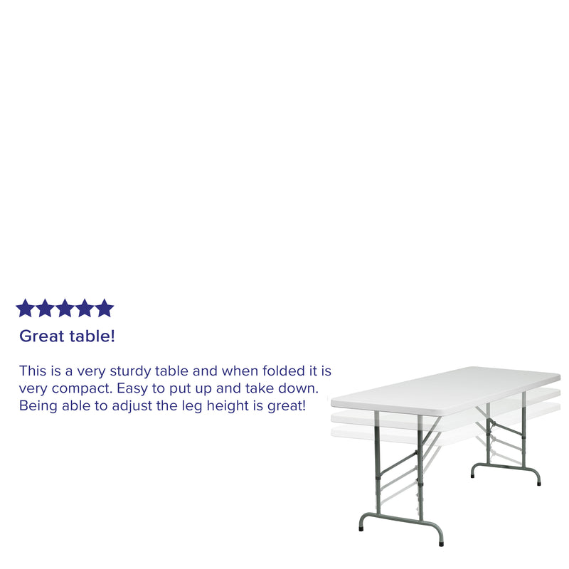Kathryn 6-Foot Bi-Fold Granite White Plastic Folding Table