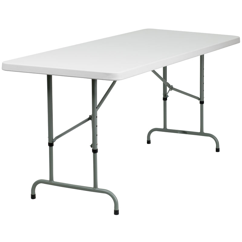 Kathryn 6-Foot Bi-Fold Granite White Plastic Folding Table