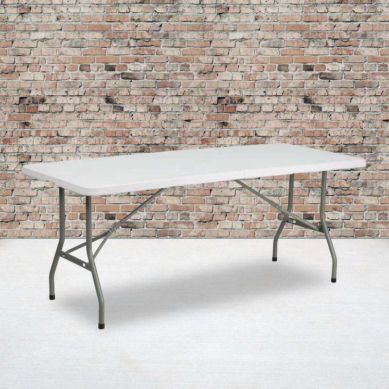 Kathryn 8-Foot Granite White Plastic Folding Table
