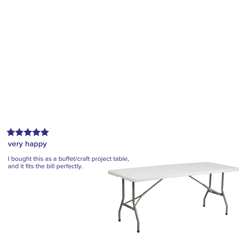 Kathryn 8-Foot Granite White Plastic Folding Table