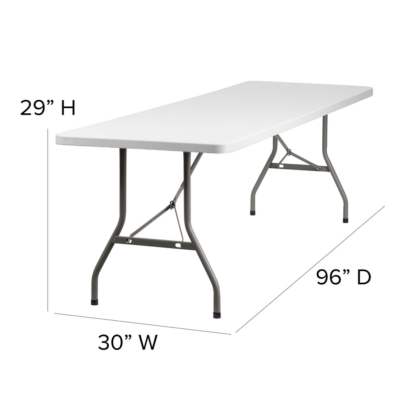 Kathryn 8-Foot Height Adjustable Granite White Plastic Folding Table