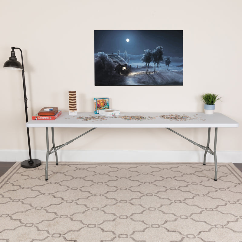 Kathryn 8-Foot Height Adjustable Granite White Plastic Folding Table