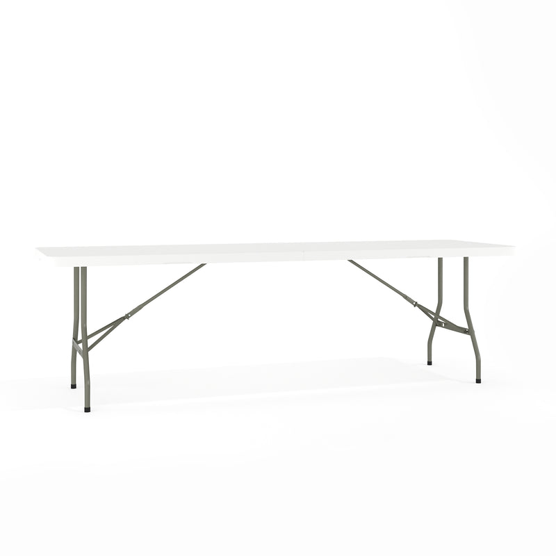 Kathryn 8-Foot Height Adjustable Bi-Fold Granite White Plastic Banquet and Event Folding Table with Carrying Handle