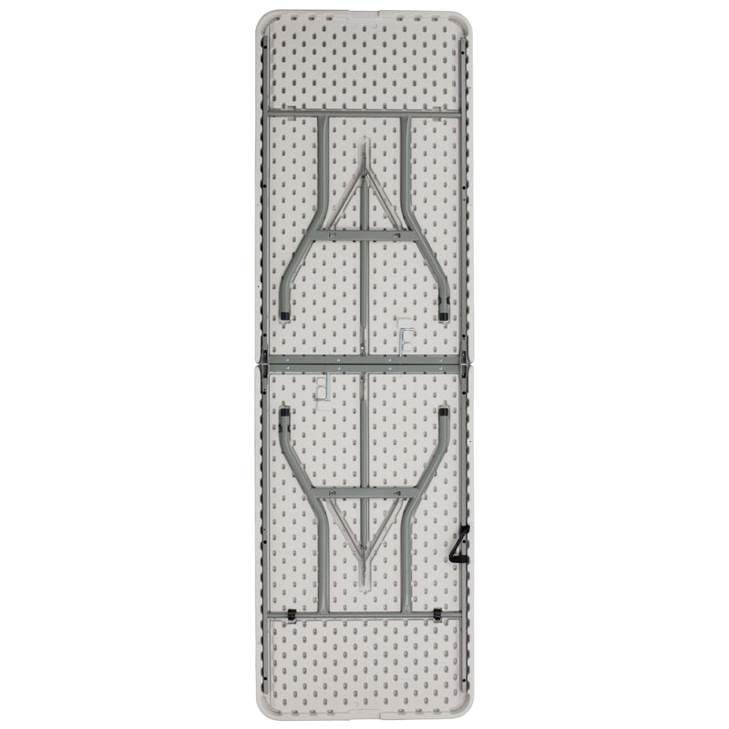 Kathryn 8-Foot Height Adjustable Bi-Fold Granite White Plastic Banquet and Event Folding Table with Carrying Handle
