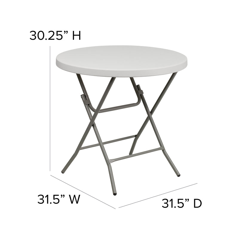 Kathryn 2.81-Foot Square Granite White Plastic Folding Table