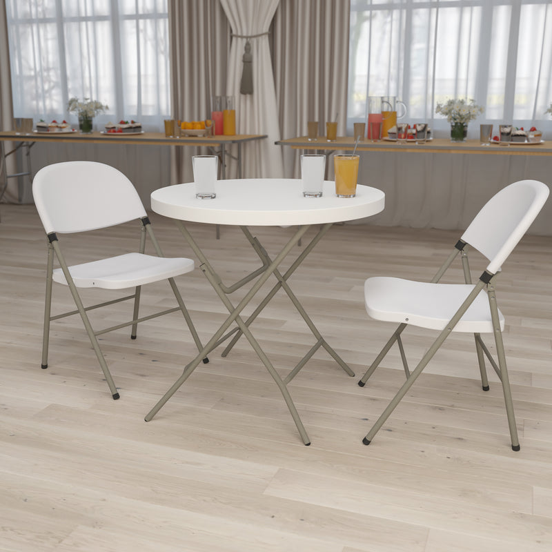 Kathryn 2.81-Foot Square Granite White Plastic Folding Table