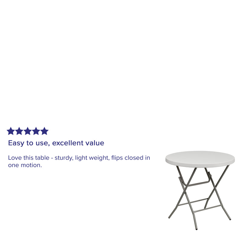 Kathryn 2.81-Foot Square Granite White Plastic Folding Table