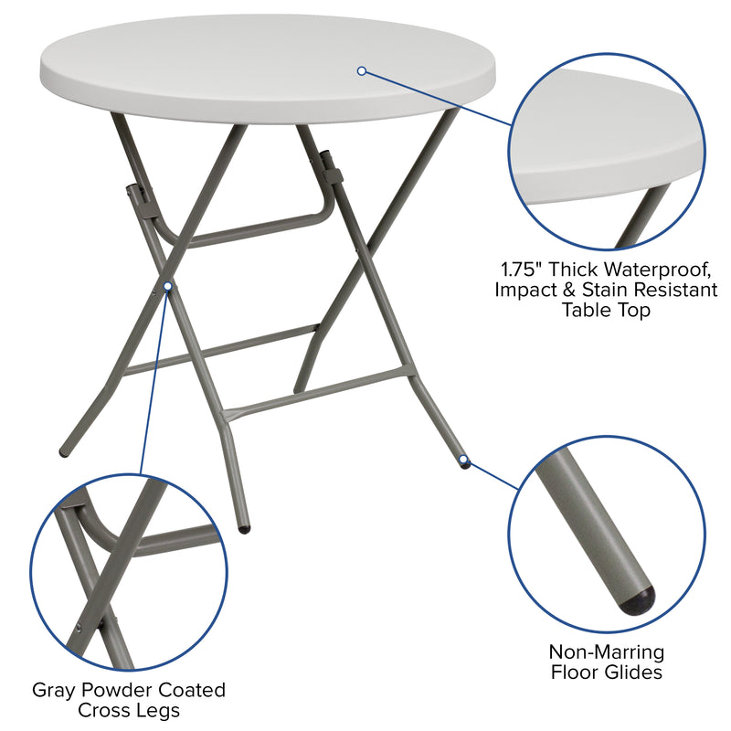 Kathryn 2.81-Foot Square Granite White Plastic Folding Table