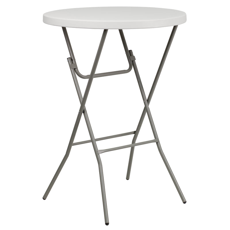 Kathryn 2.63-Foot Round Granite White Plastic Folding Table