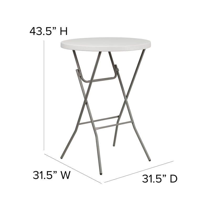 Kathryn 2.63-Foot Round Granite White Plastic Folding Table