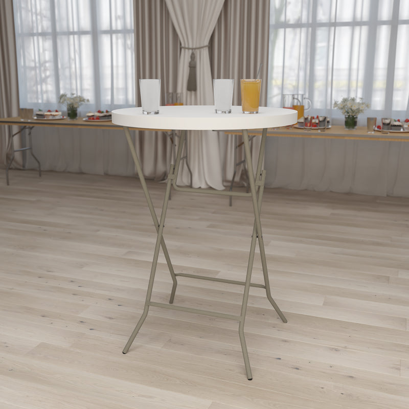 Kathryn 2.63-Foot Round Granite White Plastic Folding Table