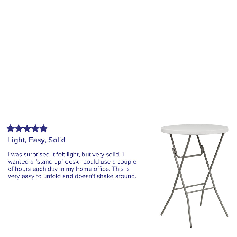 Kathryn 2.63-Foot Round Granite White Plastic Folding Table