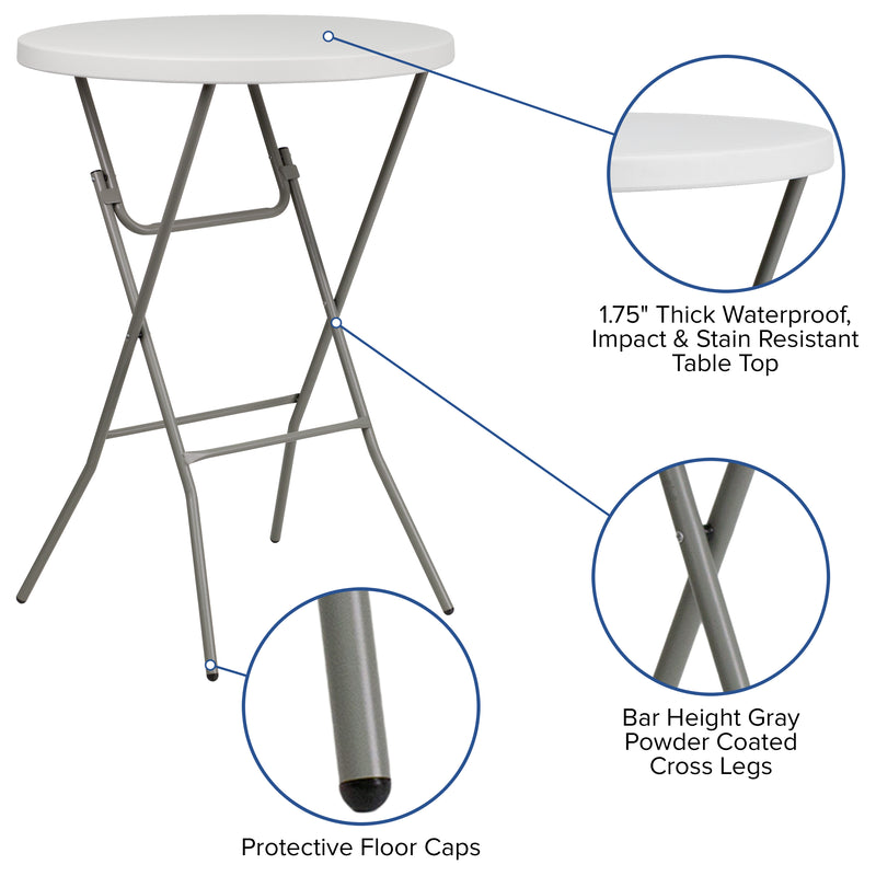 Kathryn 2.63-Foot Round Granite White Plastic Folding Table