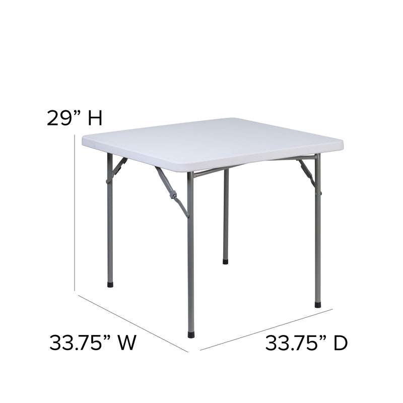 Kathryn 2.79-Foot Square Height Adjustable Granite White Plastic Folding Table