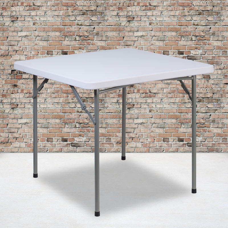 Kathryn 2.79-Foot Square Height Adjustable Granite White Plastic Folding Table